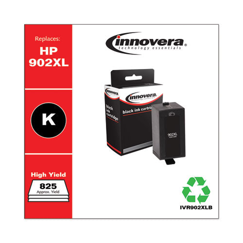 Remanufactured Black High-yield Ink, Replacement For Hp 902xl (t6m14an), 825 Page-yield