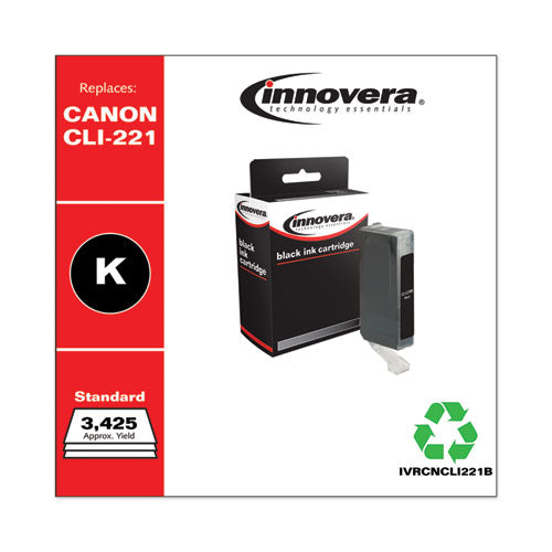 Remanufactured Black Ink, Replacement For Canon Cli-221bk (2946b001), 3,425 Page-yield