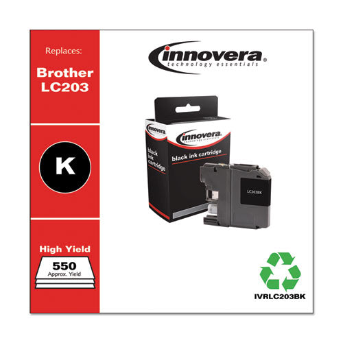 Remanufactured Black High-yield Ink, Replacement For Brother Lc203bk, 550 Page-yield