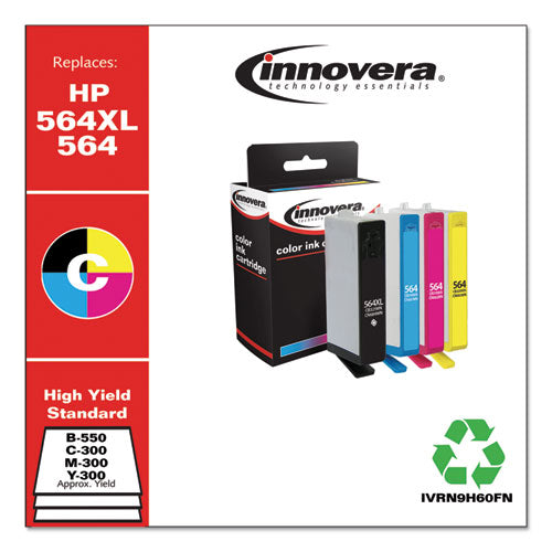 Remanufactured Black-cyan-magenta-yellow Ink, Replacement For Hp 564xl-564 (n9h60fn), 550-300 Page-yield