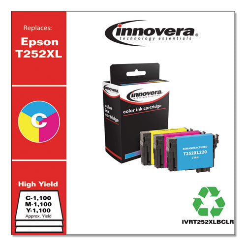 Remanufactured Cyan-magenta-yellow High-yield Ink, Replacement For Epson T252xl (t252xl220-320-420) 1,100 Page-yield
