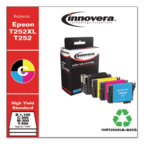 Remanufactured Black-cyan-magenta-yellow Ink, Replacement For Epson T252xl-t252 (t252xl-bcs), 1,100-300 Page-yield