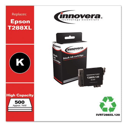 Remanufactured Black High-yield Ink, Replacement For Epson T288xl (t288xl120), 500 Page-yield