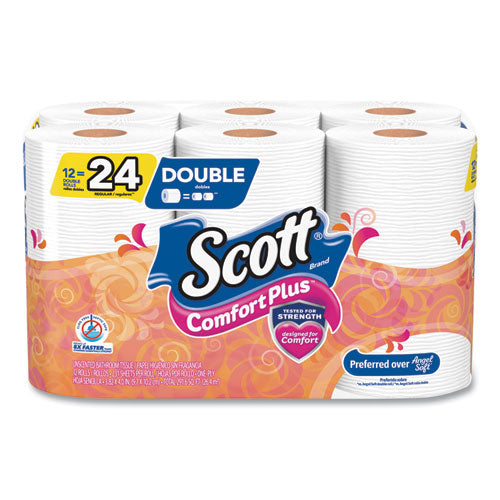 Comfortplus Toilet Paper, Double Roll, Bath Tissue, Septic Safe, 1-ply, White, 231 Sheets-roll, 12 Rolls-pack