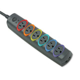 Smartsockets Color-coded Strip Surge Protector, 6 Outlets, 6 Ft Cord, 670 Joules