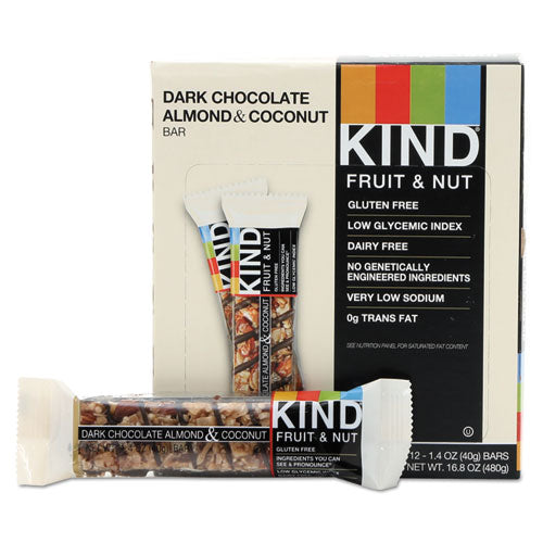 Fruit And Nut Bars, Dark Chocolate Almond And Coconut, 1.4 Oz Bar, 12-box
