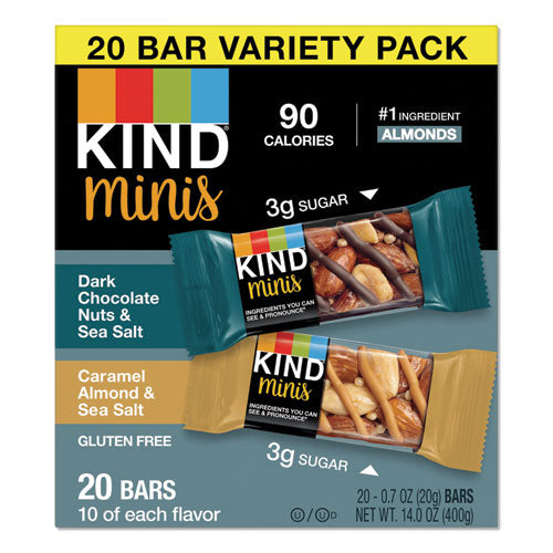 Minis, Dark Chocolate Nuts And Sea Salt-caramel Almond And Sea Salt, 0.7 Oz, 20-pack