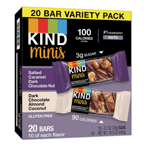 Minis, Salted Caramel And Dark Chocolate Nut-dark Chocolate Almond And Coconut, 0.7 Oz, 20-pack