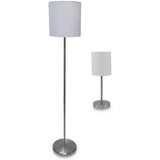 Slim Line Lamp Set, Table 12 5-8" High And Floor 61.5" High, 12"; 6"w X 61.5"; 12.63"h, Silver
