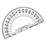 Open Center Protractor, Plastic, 4" Base, Clear, Dozen