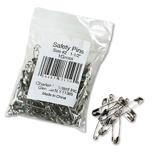 Safety Pins, Nickel-plated, Steel, 1 1-2