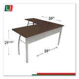 Trento Line L-shaped Desk, 59.13w X 59.13d X 29.5h, Mocha-gray
