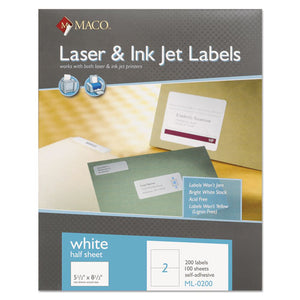 White Laser-inkjet Internet Shipping Labels, Inkjet-laser Printers, 5.5 X 8.5, White, 2-sheet, 100 Sheets-box
