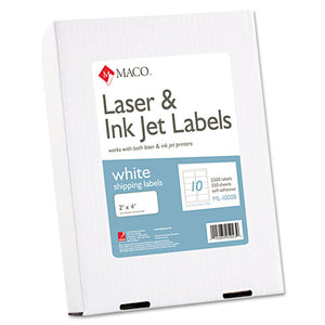 White Laser-inkjet Shipping And Address Labels, Inkjet-laser Printers, 2 X 4, White, 10-sheet, 250 Sheets-box