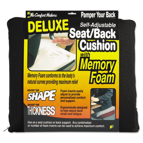 Deluxe Seat-back Cushion With Memory Foam, 17w X 2.75d X 17.5h, Black