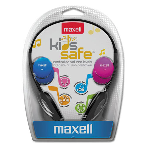 Kids Safe Headphones, Pink-blue-silver