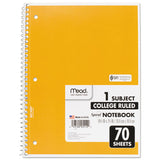 Spiral Notebook, 1 Subject, Medium-college Rule, Assorted Color Covers, 10.5 X 7.5, 70 Sheets