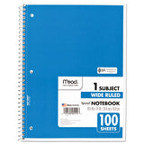 Spiral Notebook, 1 Subject, Wide-legal Rule, Assorted Color Covers, 10.5 X 7.5, 100 Sheets