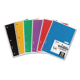 Spiral Notebook, 5 Subjects, Medium-college Rule, Assorted Color Covers, 11 X 8, 200 Sheets