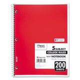 Spiral Notebook, 5 Subjects, Medium-college Rule, Assorted Color Covers, 11 X 8, 200 Sheets