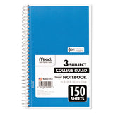 Spiral Notebook, 3 Subjects, Medium-college Rule, Assorted Color Covers, 9.5 X 5.5, 150 Sheets