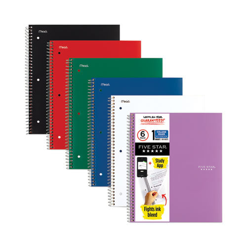 Wirebound Notebook, 1 Subject, Medium-college Rule, Randomly Assorted Covers, 11 X 8.5, 100 Sheets, 6-pack