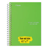 Wirebound Notebook, 1 Subject, Medium-college Rule, Green Cover, 11 X 8.5, 100 Sheets