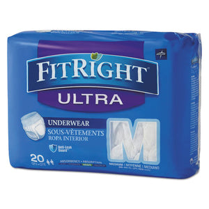 Fitright Ultra Protective Underwear, Medium, 28" To 40" Waist, 20-pack, 4 Pack-carton