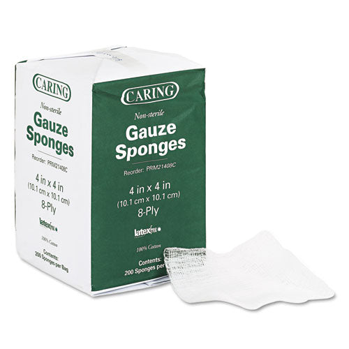 Caring Woven Gauze Sponges, 4 X 4, Non-sterile, 8-ply, 200-pack