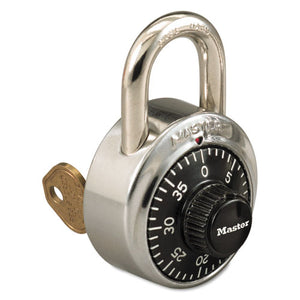 Combination Stainless Steel Padlock W-key Cylinder, 1 7-8" Wide, Black-silver