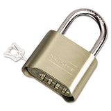 Resettable Combination Padlock, 2" Wide, Brass