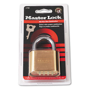 Resettable Combination Padlock, 2" Wide, Brass