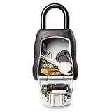 Locking Combination 5 Key Steel Box, 3 1-4w X 1 1-2d X 4 5-8h, Black-silver