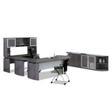 Medina Series Laminate Curved Desk Top, 72w X 36d X 29.5h, Gray Steel