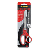 Multi-purpose Scissors, Pointed Tip, 7" Long, 3.38" Cut Length, Gray-red Straight Handle