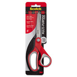 Multi-purpose Scissors, 8" Long, 3.38" Cut Length, Gray-red Straight Handle