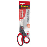 Precision Scissors, 8" Long, 3.13" Cut Length, Gray-red Straight Handle