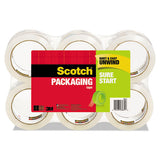 Sure Start Packaging Tape With Dispenser, 1.5" Core, 1.88" X 22.2 Yds, Clear, 6-pack