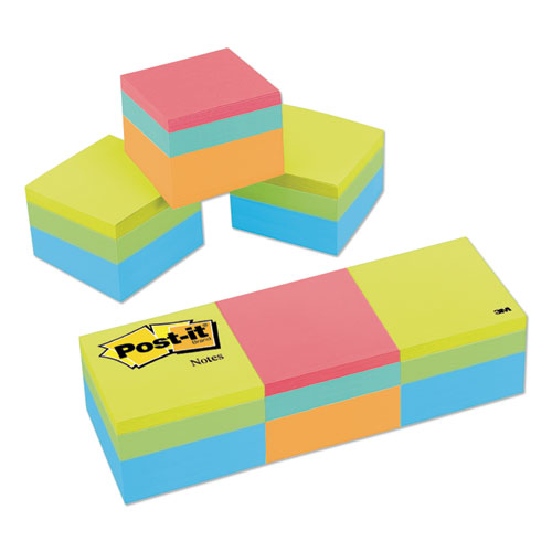 Mini Cubes, 1 7-8 X 1 7-8, Orange Wav-green Wave, 400-sheet, 3-pack