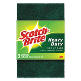 Heavy-duty Scour Pad, 3.8w X 6"l, Green, 3-pack, 10 Packs-carton
