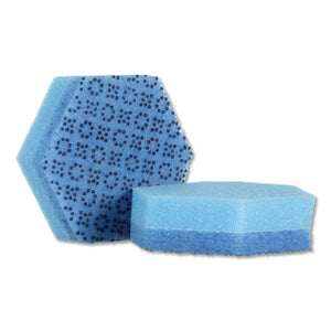 Low Scratch Scour Sponge 3000hex, 4.45" X 3.85", Blue, 16-carton