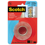 Double-sided Mounting Tape, Industrial Strength, 1" X 60", Clear-red Liner