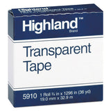 Transparent Tape, 1" Core, 0.75" X 36 Yds, Clear