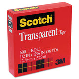 Transparent Tape, 1" Core, 0.5" X 36 Yds, Transparent