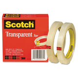 Transparent Tape, 3" Core, 0.5" X 72 Yds, Transparent, 2-pack