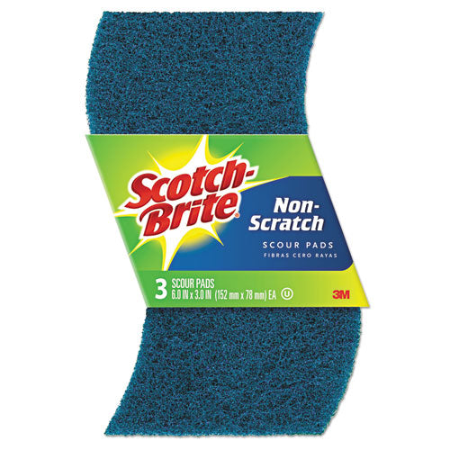 Non-scratch Scour Pads, Size 3 X 6, Blue, 10-carton