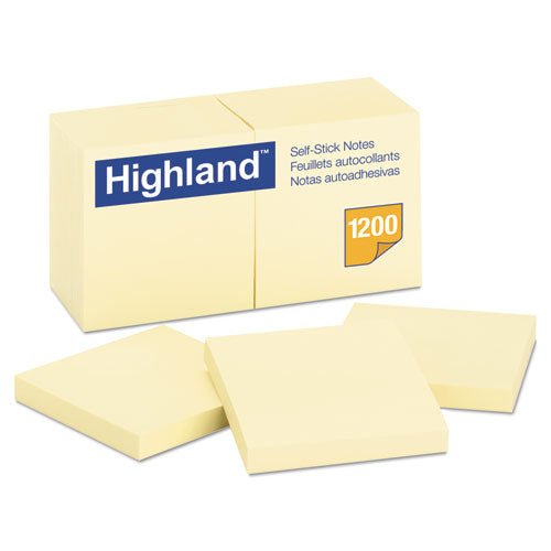 Self-stick Notes, 3 X 3, Yellow, 100-sheet, 12-pack