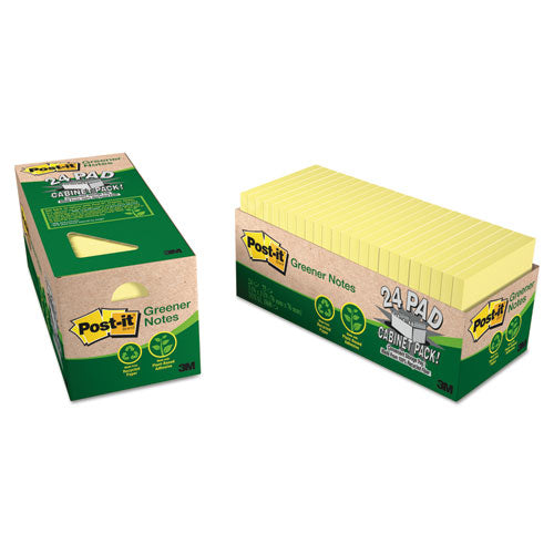 Recycled Note Pad Cabinet Pack, 3 X 3, Canary Yellow, 75-sheet, 24-pack