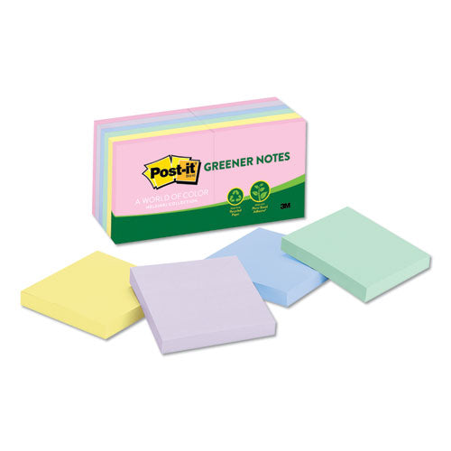 Recycled Note Pads, 3 X 3, Assorted Helsinki Colors, 100-sheet, 12-pack