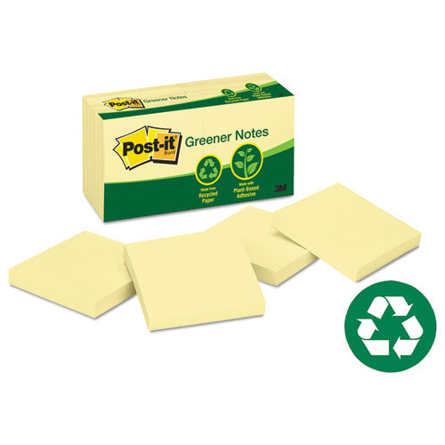 Recycled Note Pads, 3 X 3, Canary Yellow, 100-sheet, 12-pack